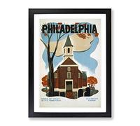 Wpa Philadelphia No.4 Travel Poster Vintage Framed Wall Art Print, Ready to Hang Picture for Living Room Bedroom Home Office Décor, Black A4 (34 x 25 cm)