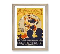 Wpa Presidents Birthday Ball Poster Vintage Framed Print | A3 Oak Framed Wall Art | Ready to Hang | Classic Nature Picture | Living Room Bedroom Lounge Office