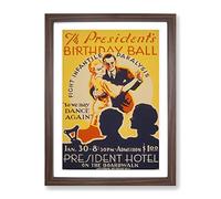 Wpa Presidents Birthday Ball Poster Vintage Framed Print | A3 Walnut Framed Wall Art | Ready to Hang | Classic Nature Picture | Living Room Bedroom Lounge Office