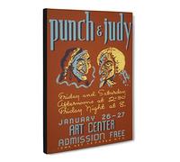 Wpa Punch And Judy Theatre Poster Canvas Print | Gallery Wrapped 30mm Frame Wall Art | 20x14 inches | Ready to Hang | Retro Picture | Living Room Bedroom Lounge Office