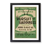 Wpa Pursuit Of Happiness Theatre Poster Vintage Framed Print | A2 Black Framed Wall Art | Ready to Hang | Classic Nature Picture | Living Room Bedroom Lounge Office