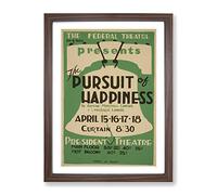 Wpa Pursuit Of Happiness Theatre Poster Vintage Framed Print | A2 Walnut Framed Wall Art | Ready to Hang | Classic Nature Picture | Living Room Bedroom Lounge Office