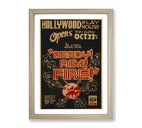 Wpa Ready Aim Fire Theatre Poster Vintage Framed Print | A2 Oak Framed Wall Art | Ready to Hang | Classic Nature Picture | Living Room Bedroom Lounge Office