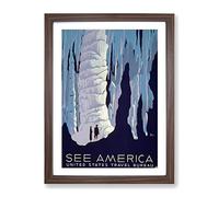 Wpa See America No.2 Travel Poster Vintage Framed Wall Art Print, Ready to Hang Picture for Living Room Bedroom Home Office Décor, Walnut A2 (64 x 46 cm)
