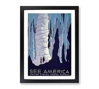 Wpa See America No.2 Travel Poster Vintage Framed Wall Art Print, Ready to Hang Picture for Living Room Bedroom Home Office Décor, Black A2 (64 x 46 cm)
