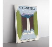 Wpa See America No.3 Poster Travel Vintage Canvas Wall Art Print Ready to Hang, Framed Picture for Living Room Bedroom Home Office Décor, 60x40 cm (24x16 Inch)