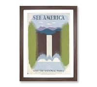 Wpa See America No.3 Poster Travel Vintage Framed Wall Art Print, Ready to Hang Picture for Living Room Bedroom Home Office Décor, Walnut A3 (34 x 46 cm)