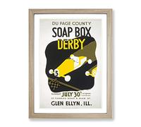 Wpa Soap Box Derby Poster Vintage Framed Print | A4 Oak Framed Wall Art | Ready to Hang | Classic Nature Picture | Living Room Bedroom Lounge Office
