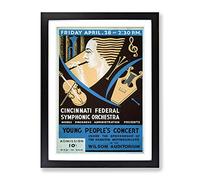 Wpa Symphonic Orchestra Music Poster Vintage Framed Print | A2 Black Framed Wall Art | Ready to Hang | Classic Music Picture | Living Room Bedroom Lounge Office