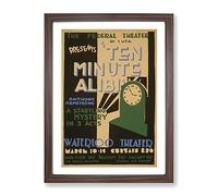 Wpa Ten Minute Alibi Theatre Poster Vintage Framed Print | A3 Walnut Framed Wall Art | Ready to Hang | Classic Nature Picture | Living Room Bedroom Lounge Office