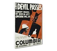 Wpa The Devil Passes Theatre Poster Canvas Print | Gallery Wrapped 30mm Frame Wall Art | 30x20 inches | Ready to Hang | Retro Picture | Living Room Bedroom Lounge Office