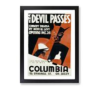 Wpa The Devil Passes Theatre Poster Vintage Framed Print | A2 Black Framed Wall Art | Ready to Hang | Classic Nature Picture | Living Room Bedroom Lounge Office