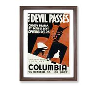 Wpa The Devil Passes Theatre Poster Vintage Framed Print | A3 Walnut Framed Wall Art | Ready to Hang | Classic Nature Picture | Living Room Bedroom Lounge Office