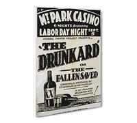 Wpa The Drunkard Theatre Poster Canvas Print | Gallery Wrapped 30mm Frame Wall Art | 24x16 inches | Ready to Hang | Retro Picture | Living Room Bedroom Lounge Office