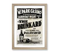 Wpa The Drunkard Theatre Poster Vintage Framed Print | A3 Oak Framed Wall Art | Ready to Hang | Classic Nature Picture | Living Room Bedroom Lounge Office