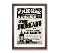 Wpa The Drunkard Theatre Poster Vintage Framed Print | A3 Walnut Framed Wall Art | Ready to Hang | Classic Nature Picture | Living Room Bedroom Lounge Office