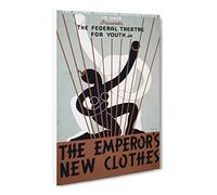 Wpa The Emperors New Clothes Theatre Poster Canvas Print | Gallery Wrapped 30mm Frame Wall Art | 20x14 inches | Ready to Hang | Retro Picture | Living Room Bedroom Lounge Office