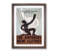 Wpa The Emperors New Clothes Theatre Poster Vintage Framed Print | A4 Walnut Framed Wall Art | Ready to Hang | Classic Nature Picture | Living Room Bedroom Lounge Office