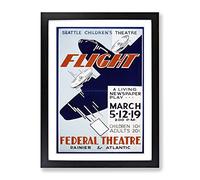 Wpa The Flight Theatre Poster Vintage Framed Print | A3 Black Framed Wall Art | Ready to Hang | Classic Nature Picture | Living Room Bedroom Lounge Office
