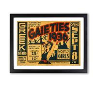WPA The Gaieties Theatre Poster Vintage Framed Print | A3 Black Framed Wall Art | Ready to Hang | Classic Nature Picture | Living Room Bedroom Lounge Office