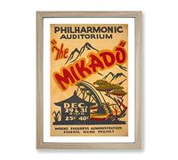 Wpa The Mikado Theatre Poster Vintage Framed Print | A3 Oak Framed Wall Art | Ready to Hang | Classic Nature Picture | Living Room Bedroom Lounge Office