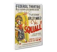 Wpa The Squall Theatre Poster Canvas Print | Gallery Wrapped 30mm Frame Wall Art | 24x16 inches | Ready to Hang | Retro Picture | Living Room Bedroom Lounge Office