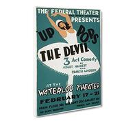 Wpa Up The Devil Theatre Poster Canvas Print | Gallery Wrapped 30mm Frame Wall Art | 24x16 inches | Ready to Hang | Retro Picture | Living Room Bedroom Lounge Office