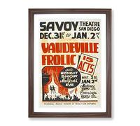 Wpa Vaudeville Frolic Theatre Poster No.1 Vintage Framed Print | A3 Walnut Framed Wall Art | Ready to Hang | Classic Nature Picture | Living Room Bedroom Lounge Office