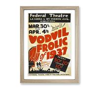 Wpa Vaudeville Frolic Theatre Poster No.2 Vintage Framed Print | A4 Oak Framed Wall Art | Ready to Hang | Classic Nature Picture | Living Room Bedroom Lounge Office