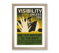 Wpa Visibility Zero War Poster Vintage Framed Print | A3 Oak Framed Wall Art | Ready to Hang | Classic Nature Picture | Living Room Bedroom Lounge Office