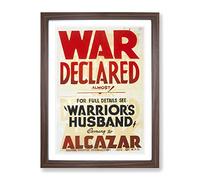 Wpa War Declared Poster Vintage Framed Print | A3 Walnut Framed Wall Art | Ready to Hang | Classic Nature Picture | Living Room Bedroom Lounge Office