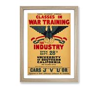 Wpa War Training Poster Vintage Framed Print | A3 Oak Framed Wall Art | Ready to Hang | Classic Nature Picture | Living Room Bedroom Lounge Office