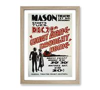 Wpa What Anne Brought Home Theatre Poster No.1 Vintage Framed Wall Art Print, Ready to Hang Picture for Living Room Bedroom Home Office Décor, Oak A3 (34 x 46 cm)