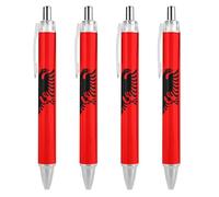 Wpamlrta Albanian Flag Ballpoint Pen Slim Retractable Blue Ink 0.5 Mm Ballpoint Pen for Writing And Signing Home School Office 4 PCS