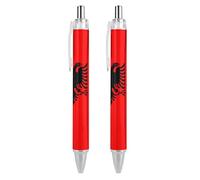 Wpamlrta Albanian Flag Ballpoint Pen Slim Retractable Blue Ink 0.5 Mm Ballpoint Pen for Writing And Signing Home School Office 2 PCS