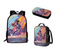 Wpamlrta American African Black Kids Backpack with Lunch Bag Pencil Bag Afro Black Boys Backpack Basketball Sport Camping Bookbags Lightweight Durable Bookbag Primary Elementary