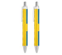 Wpamlrta American and Sweden Flag Retractable Ballpoint Pen Portable Blue Ink Ball Point Pen Work Pens for Home Office 2 PCS
