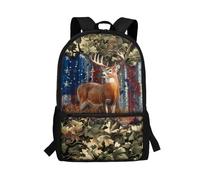 Wpamlrta American Flag Backpack for School Kids Deer Camo 4th Grade Backpack for Girls Boys Back to School 17 inch Book Bag Back Pack Kids Cute Supplies Gift American Flag Deer Camo