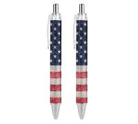Wpamlrta American Flag Ballpoint Pen Slim Retractable Blue Ink 0.5 Mm Ballpoint Pen for Writing And Signing Home School Office 2 PCS