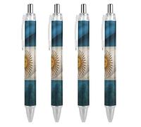 Wpamlrta Argentina Flag Ballpoint Pen Slim Retractable Blue Ink 0.5 Mm Ballpoint Pen for Writing And Signing Home School Office 4 PCS