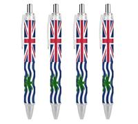 Wpamlrta British-Indian Ocean Territory Flag Ballpoint Pen Slim Retractable Blue Ink 0.5 Mm Ballpoint Pen for Writing And Signing Home School Office 4 PCS