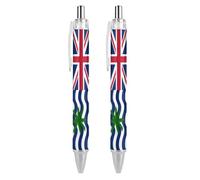 Wpamlrta British-Indian Ocean Territory Flag Ballpoint Pen Slim Retractable Blue Ink 0.5 Mm Ballpoint Pen for Writing And Signing Home School Office 2 PCS
