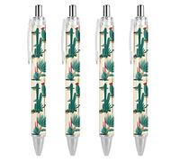 Wpamlrta Cactus & Blooming Succulents Flower Ballpoint Pen Retractable Fine Point Round Barrel Pens for Notebook Writing Office Working 0.5mm 4Pcs