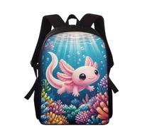 Wpamlrta Cute Axolotl Backpack for School Little Girls | Bookbag Small Daypack 15 Inch Ocean Axolotl Print Schoolbags for Kids Girls Travel Rucksack Ocean Axolotl Pink