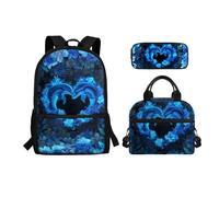 Wpamlrta Cute Dolphin Backpacks for School Kids Girls Backpack With Lunch Bag Large & Lightweight School Back Pack with Side Pocket 3 Piece Little Big Kids Elementary Supplies