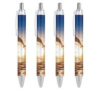 Wpamlrta Cute Dolphin Jump Retractable Ballpoint Pen Portable Blue Ink Ball Point Pen Work Pens for Home Office 4 PCS