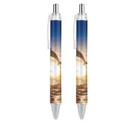 Wpamlrta Cute Dolphin Jump Retractable Ballpoint Pen Portable Blue Ink Ball Point Pen Work Pens for Home Office 2 PCS