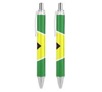Wpamlrta Guyana Flag Ballpoint Pen Slim Retractable Blue Ink 0.5 Mm Ballpoint Pen for Writing And Signing Home School Office 2 PCS