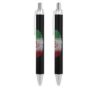 Wpamlrta Iran Flag Finger Retractable Ballpoint Pen Portable Blue Ink Ball Point Pen Work Pens for Home Office 2 PCS