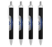 Wpamlrta Israel Flag Finger Retractable Ballpoint Pen Portable Blue Ink Ball Point Pen Work Pens for Home Office 4 PCS